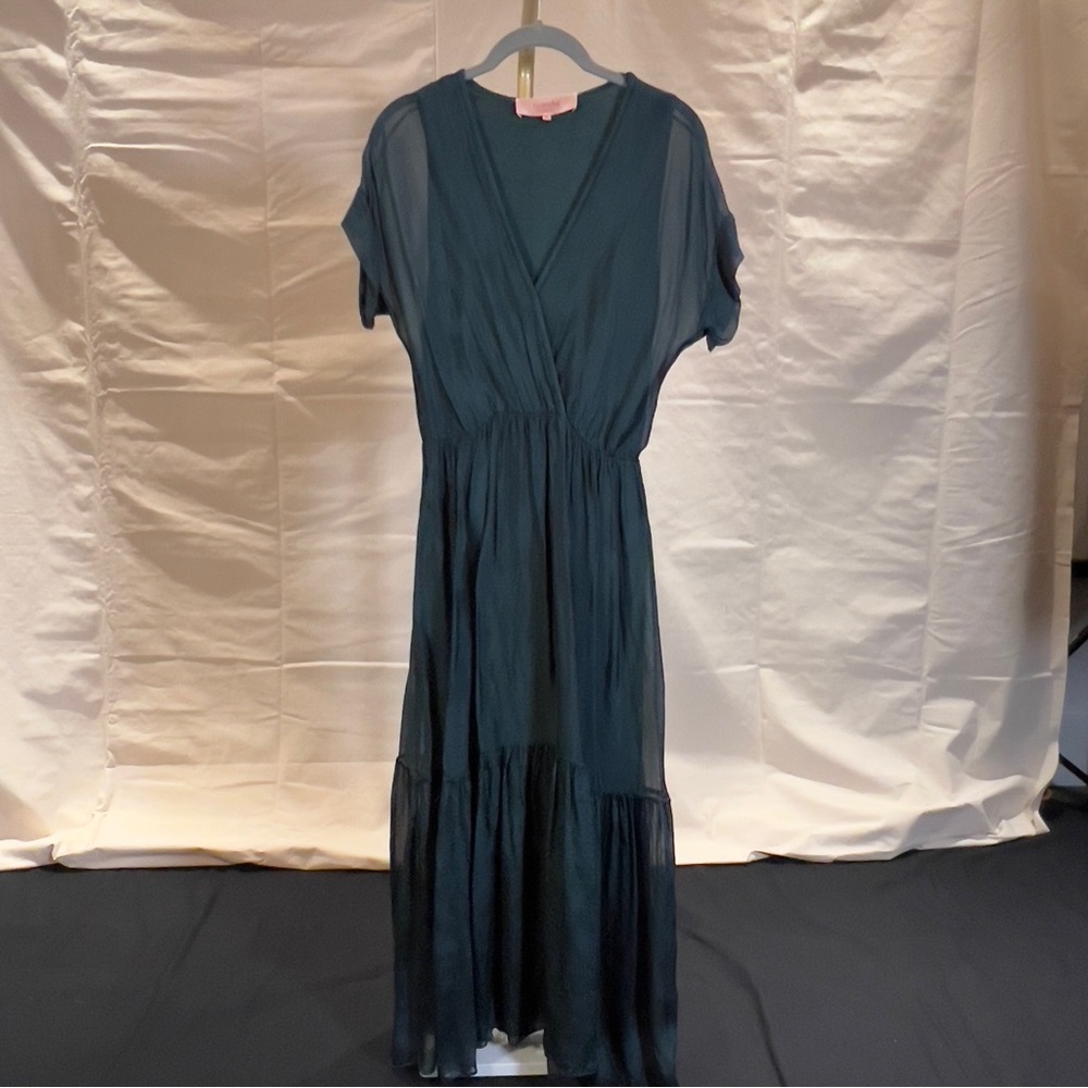 Emerald Green Tiered Maxi with V-neck